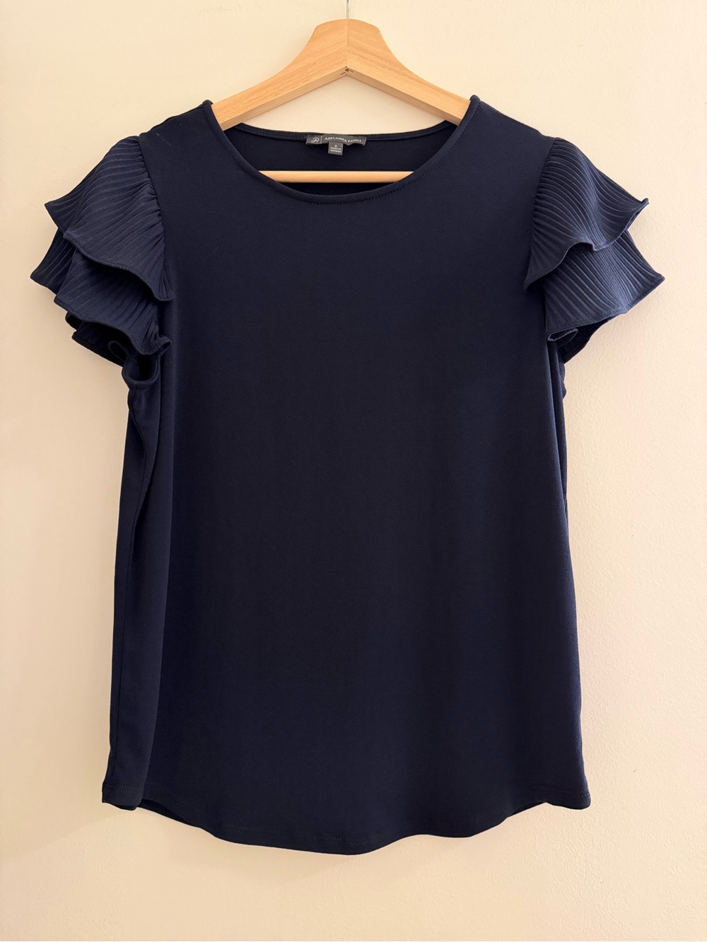 Adrianna Papell Navy Ruffle Sleeve Tee